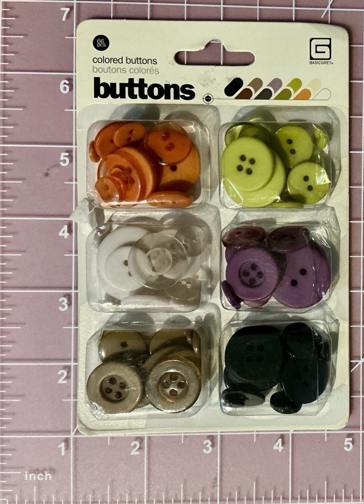 Basic Grey Colored Buttons (66) orange, green, white, purple, brown, black