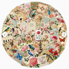 LOT 0F 25 MIXED STICKERS ROSES BIRDS FLOWERS BUTTERFLIES VICTORIAN THEME