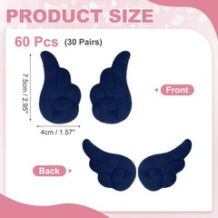 Plush Angel Wings for Craft, 30Pairs Mini Angel Wings (Navy Blue, 3″x1.6″)