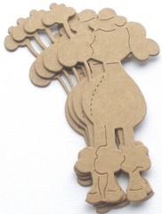 {4} *POODLE* Dog Bare Unfinished Chipboard Die Cuts – 2 1/2″ x 4 3/4″