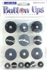 Sticko Black Gray Button Ups 3D Sticker Buttons Thread Assorted Sizes 2008 NOS