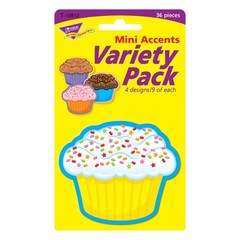 36 Count TREND Cupcakes Mini Accents Variety Pack 3 Inch Paper Cutouts