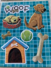 AMERICAN TRADITIONAL DESIGNS STICKERS GLITTER DOG BALL DOG HOUSE BONE BED WOOF