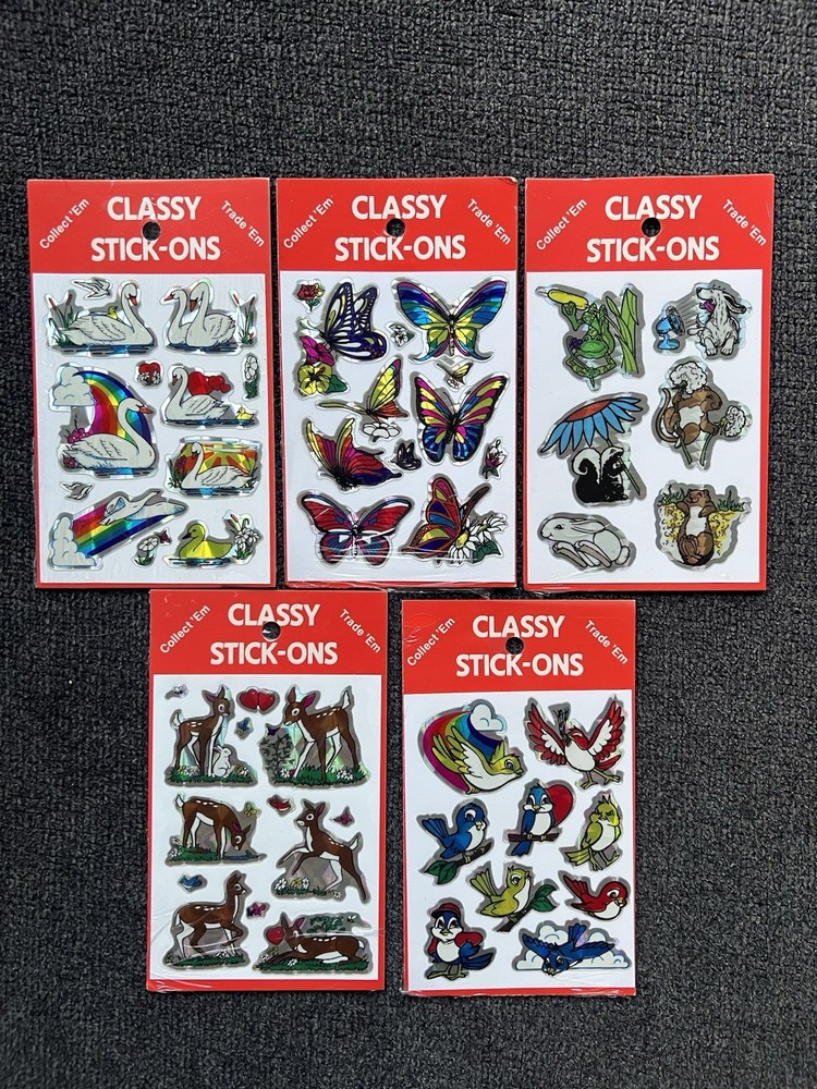 5 Packs Classy Stick-Ons By Jewel Prism Stickers Butterflies Animals Birds Deer