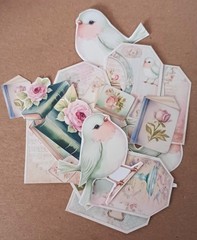 Lot #1 Birds Roses junk journal DIE Cut Paper Ephemera Tags Collage Scrapbook