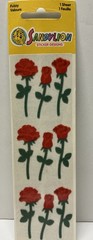 Vintage Sandylion Flocked Fuzzy Red Rose Flower Stickers, Sealed Pack PFM408