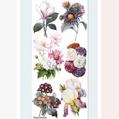 Violette Stickers – Elegant Flowers – 1 Floral Garden Sticker Sheet – Scrapbooks