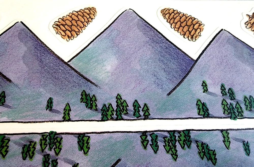 MAMBI Vintage 2001 Summer Mountains Clear Stickers Sheet 5.5×12 HTF Scrapbook