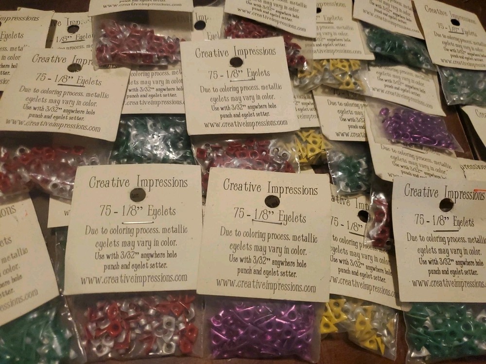 Eyelets 450 (6 75-packs) Assorted Colored Metallic 1/8″ Scrapbook Crafting LOT