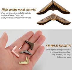 80 Pcs Metal Book Corner Protector, 4 Colors Vintage Iron Book Corner Protector
