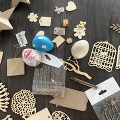 Mixed Media Craft Lot 138 Pieces Wood Cutouts Chipboard Letter Tags Junk Journal