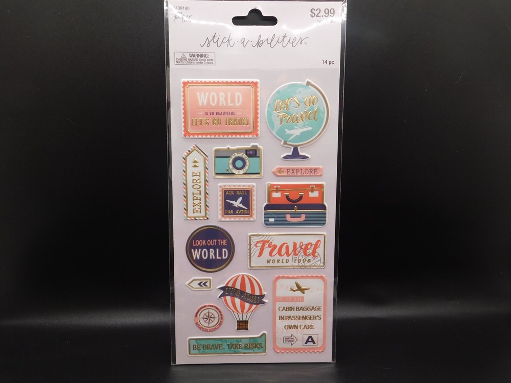 The paper studio stick a bilities Let’s go travel stickers 14pc