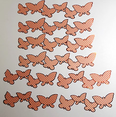 K&Company Butterflies Picnic Checker Orange Foil Border Sticker Scrapbooking 6pc