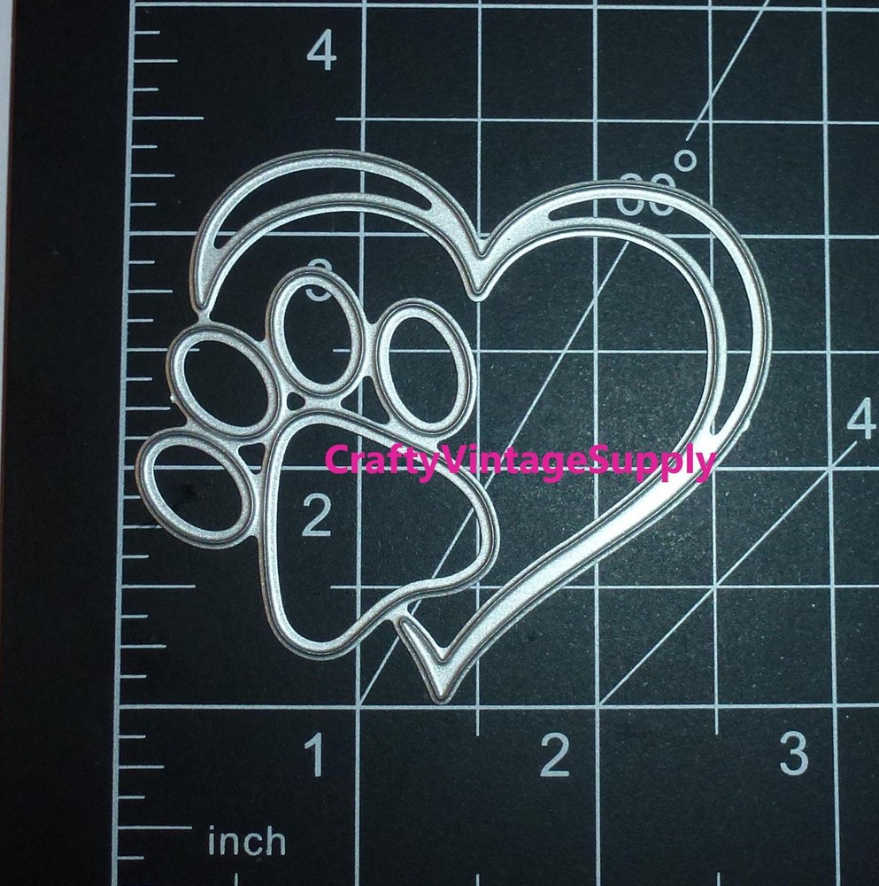 Metal craft die paw print heart cut cutting paper machine cutters dies
