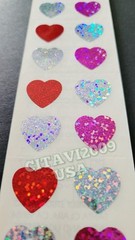 HAMBLY STUDIOS STICKERS PRISMATIC HEARTS PINK RED GREY / SILVER VINTAGE RARE
