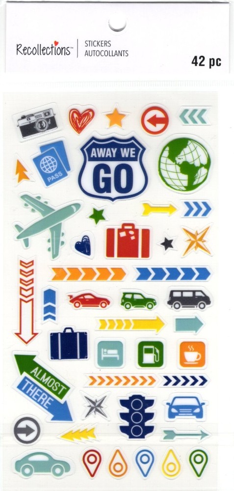 Scrapbook Stickers, 3D, TRAVEL – Recollections – CHOOSE from 35 sticker packs