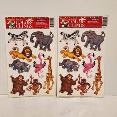 Vtg Window Color Static Clings Sheets Lot of 8, Alphabet, Words, Animals, Money