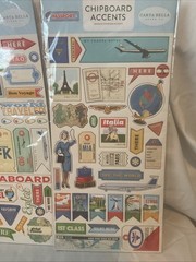 PASSPORT (2) 6″x13″ Chipboard COMBO Carta Bella Accents + Phrases Scrapbook