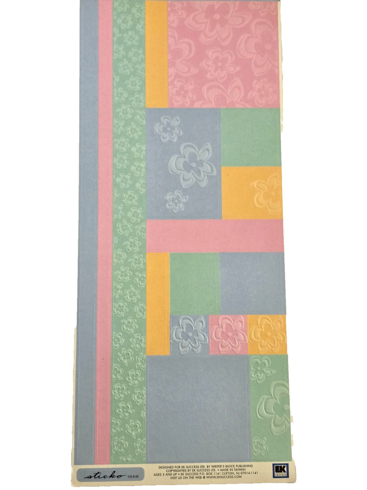 EK Success STICKO Embossed Scrapbook Stickers – PASTEL BORDERS & SHAPES – 17 pcs