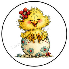 ADORABLE CHICK SITTING IN EASTER EGG ENVELOPE SEALS LABELS STICKERS PARTY FAVORS