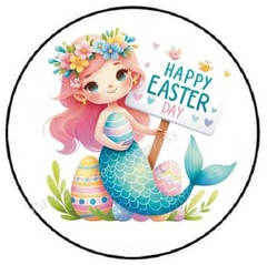 HAPPY EASTER MERMAID ENVELOPE SEALS LABELS STICKERS PARTY FAVORS