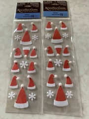 *2 PKGS* RECOLLECTIONS STICKERS FUZZY CHRISTMAS HATS FUZZY SANTA HAT STICKERS