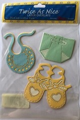 BABY CLOTHES Laser Overlay Die-Cuts(3pc)DCWV•Booties•Bib•Diaper •Newborn•Hearts