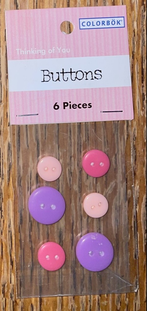 Colorbok Adhesive Buttons 6 Pcs Thinking of You 3D Card 37857 Scrapbook Stickers