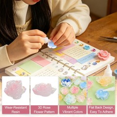 30mm Resin Rose Flatback Charms, 40 Pcs Flatback Cabochon, Gradient Light Pink