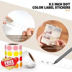 WANSTE 500x 1/2″ White Circle Stickers, Color Dots for Classroom, Office, DIY
