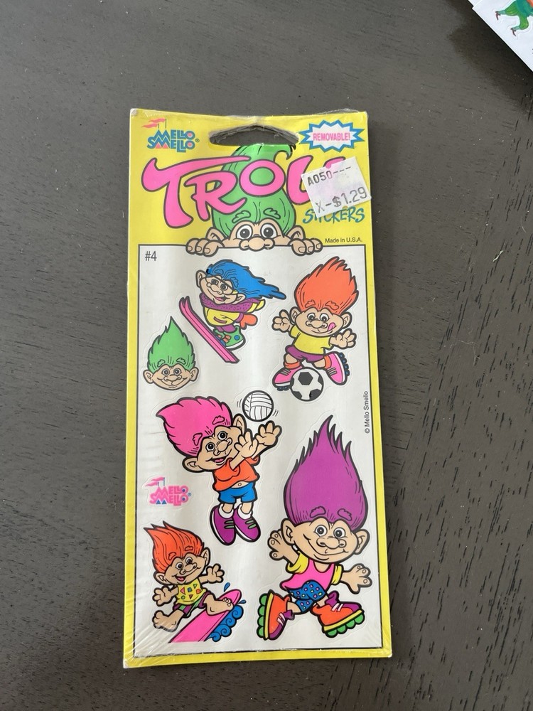 Vintage 1990’s Mello Smello Neon Troll Stickers NOS Sealed