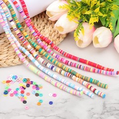 6mm 3500Pcs 10 Strands Polymer Clay Beads Spacer, Green/Pink/Yellow/White