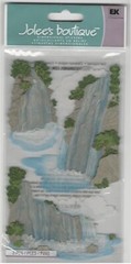 RARE Jolees VELLUM WATERFALLS Mountains Trees Card Making 3D Scrapbook Stickers