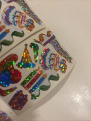 Vtg 1980s stickers Hambly Studios Mylar Foil Shiny Birthday Stickers Set 6 (a21
