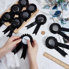 36 PCS Blank Award Ribbons Prize 1st Place Black Medals Recognition