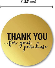 1.25″ round Gold Foil Thank You for Your Purchase Stickers / 1000 Labels per Rol