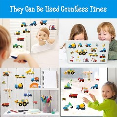 39PCS Construction Vehicle Jelly Stickers – Removable & Reusable Gel Decals