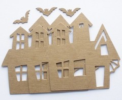 {4} *HAUNTED HOUSE* Halloween Bare Chipboard Die Cuts – 4 1/2″