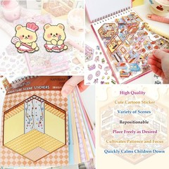 20 Sets Eco-Friendly 3D Kawaii Scene Stickers for Creative Fun & Stress Relief
