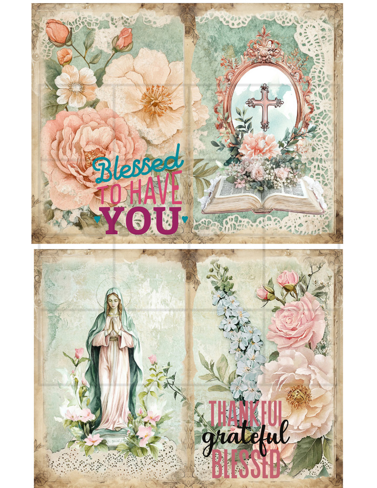Prayerful Moments 1 Collage Sheet Supplies Scrapbook Junk Journal Card Toppers
