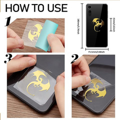 9Pcs Golden Metal Stickers 1.6X1.6 Inch Dragon Self Adhesive Sticker