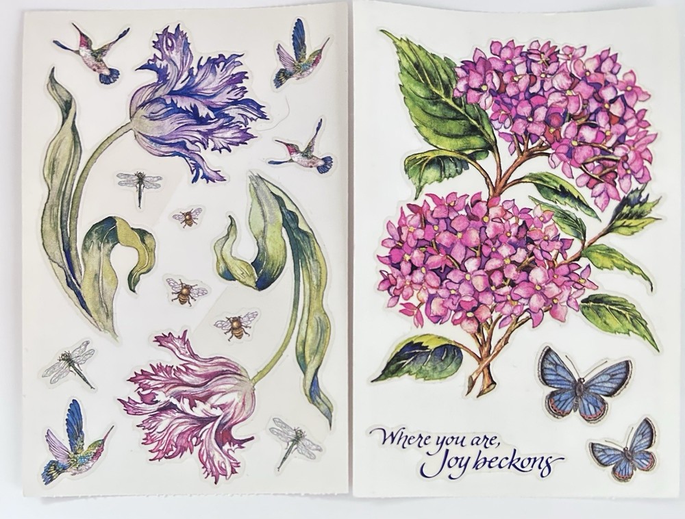 Vintage PSX Designs Stickers SET of 2 Sheets 4″X6″ Hydrangea/Tulip/Floral NEW