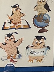 Vintage Graduation Owls Cute Birds Stickers 36 Stickers NIP NOS