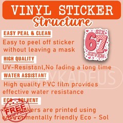 HYKADEUS 67 Stickers Valentine Pink 3×2.3″