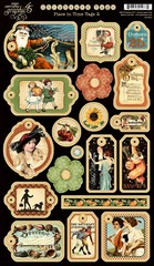 RETIRED Graphic45 PLACE IN TIME TAGS #2 (19PC) CHIPBOARD ACCENTS scrapbooking