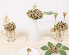 IPOPU Foam Gold Roses,50pcs Glitter Roses Gold Flowers Gold Roses with Stems …