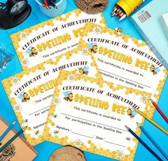 100 Pcs Spelling Bee Achievement Award Certificates 11×8” Recognition 4 Ripped
