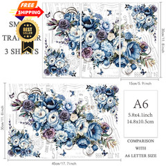 OLYCRAFT 3pcs/Set Cosmic Roses Rub on Transfers for Furniture and Rose