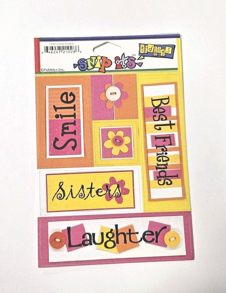 Pebbles Inc Feelin’ Groovy Sampler Cardstock Stickers SnipIt Words Titles Quotes