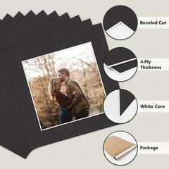 10 Pack Acid Free Picture Mats Bevel Cut White Core Frame Mattes for Photos